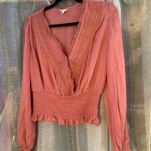 Rusty rose long sleeve blouse